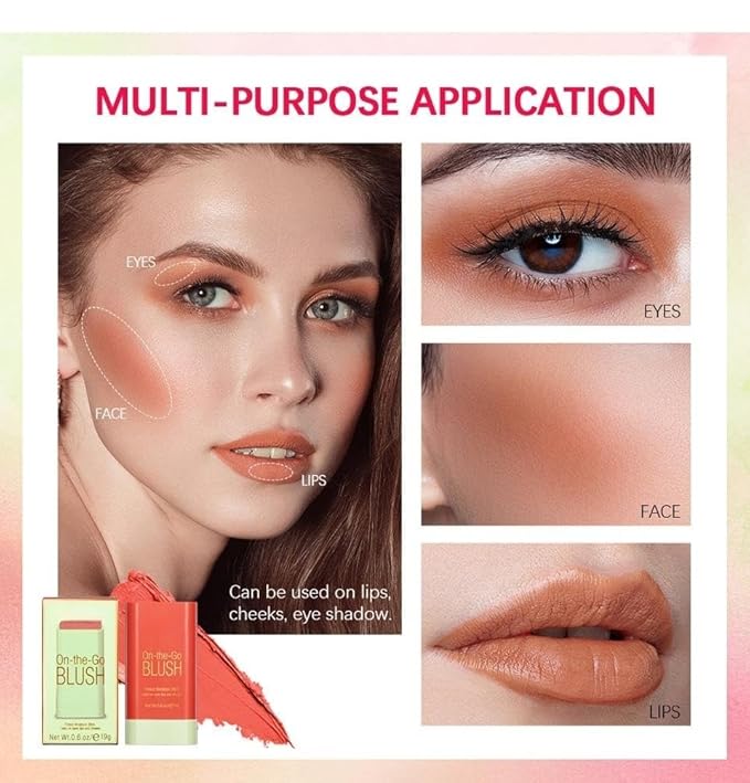 Blush Rare Beauty Liquid Blush Cream Blush Stick For Cheeks Natural Blendable Powder Blusher Stick On The Go Blush Brushes For Makeup Cheeks,Natural Waterproof, Long Lasting (orange)