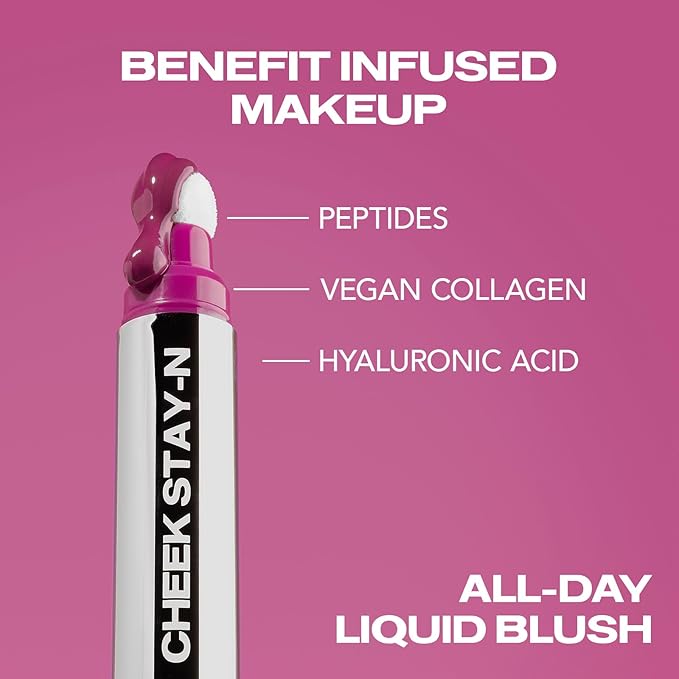 Sacheu Cheek STAY-N Liquid Blush for Cheeks — High Pigment, Buildable, Lightweight Cream Blush Infused With Squalane, for Dewy & Radiant Flushed Cheeks — Long-lasting & Cruelty Free, I'm Bold