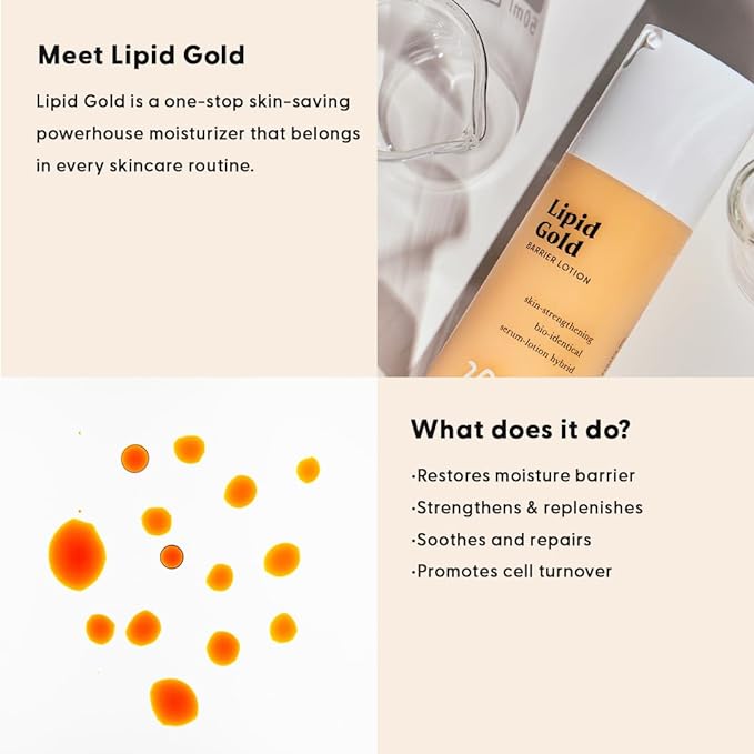 Stratia Lipid Gold Skin-Strengthening Ceramide Moisturizer with Niacinamide, Hydrates & Soothes All Skin Types, 1.7 Fl Oz
