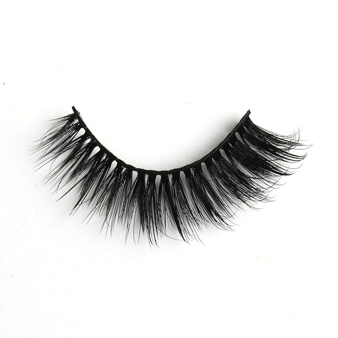 SUNWELL False Eyelashes 15mm Mink Lashes Cat Eye Lashes 8D Fluffy Wispy Foxy Eye Fake Lashes Strips Natural Look Faux Mink Lashes 10 Pairs Pack