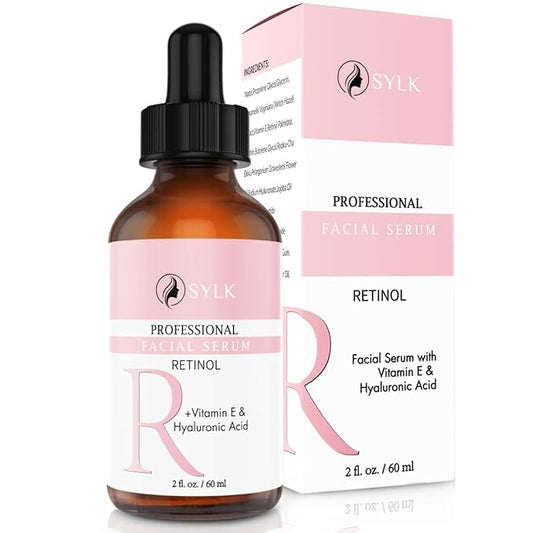 Sylk Retinol Serum for Face with Hyaluronic Acid & Vitamin E & A - Anti Aging, Fine Lines, Wrinkles, Resurfacing, Acne Scars, Skin Brightening, Dark Spots - Microneedling Retinoids for Face - 2 fl oz