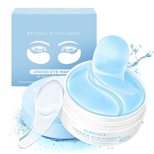 Under Eye Patches Masks for Eye Bags, Puffy Eyes, Fine Lines, Wrinkles, Dark Circles Treatment with Collagen and Retinol, Collagen Reduce Wrinkles Eye Masks, Lift, Firm Eyes Skin, 60 Pcs