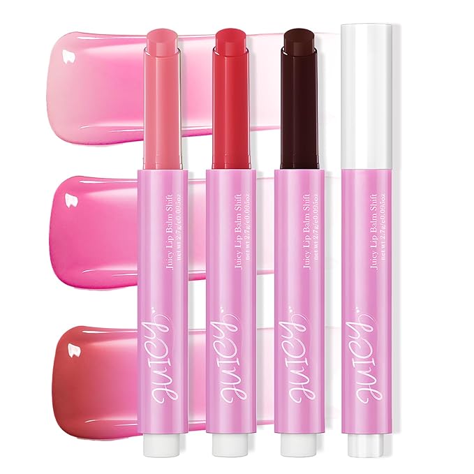 DAGEDA 3PCS Tinted Lip Balm, Moisturizing Magic Color Changing Lipstick, Soothing Hydrating Lip Balm Tinted, Glossy Lip Plump Gloss Butter Balm for Women, Lightweight, Non-Greasy, 01+02+03