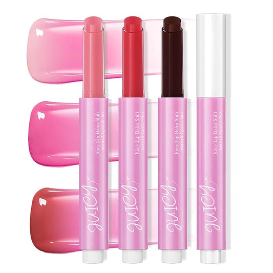 DAGEDA 3PCS Tinted Lip Balm, Moisturizing Magic Color Changing Lipstick, Soothing Hydrating Lip Balm Tinted, Glossy Lip Plump Gloss Butter Balm for Women, Lightweight, Non-Greasy, 01+02+03