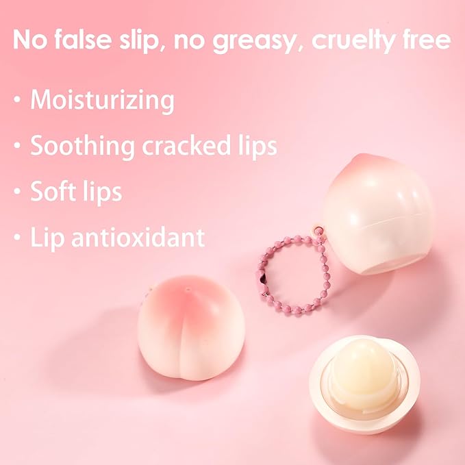 KISSIO Lip Balm,Peach Lip Balm,Lip Care with Sunflower,Olive and Coconut oils,Moisturize and Soothe Dry Chapped Lips,Make Lips Soft,Cruelty Free,0.12 oz(01#Peach)