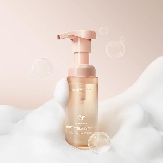 CARSLAN Face Wash, Gentle Hydrating Foaming Facial Cleanser, Soothing Cleansing Mousse, Deep Cleans Pores, Makeup Remover, Daily Face Cleanser for All Skin Types (1.69 Fl Oz)