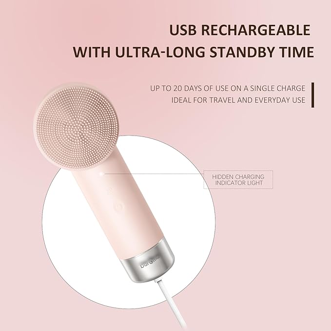 DAROMA Ultra-Soft Silicone Electric Face Scrubber - Rechargeable 2-in-1 Heating & Exfoliating Pore Cleaning Brush | Gentle Facial Cleansing Brush for Deep Cleaning | Facial Exfoliating Tools