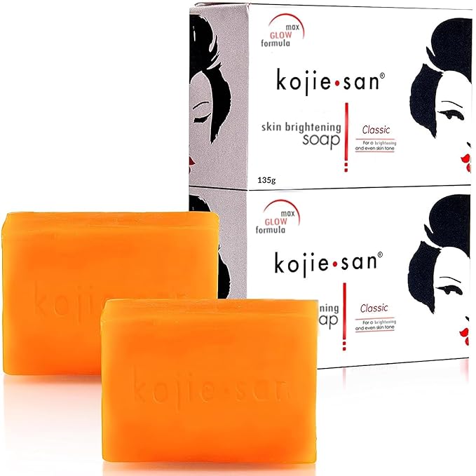 Kojie San Face & Body Skin Brightening Shower 9pc Set - the Original Kojic Acid Soap that Helps Reduce Dark Spots 6 x 135g Bars, Soap Dish and Facial Cleansing Brush…