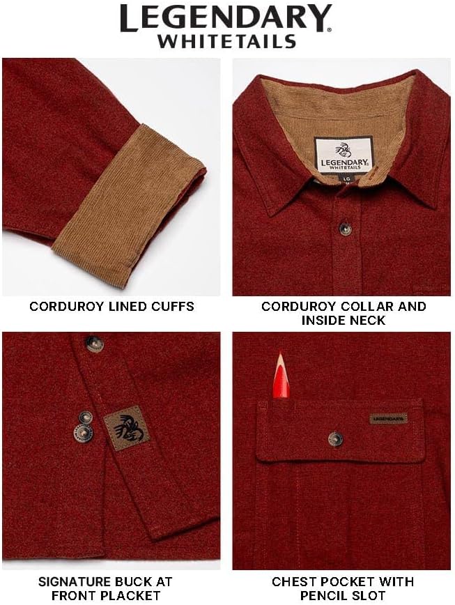 Legendary Whitetails Men's Flannel Shirt Long Sleeve Button Down 100% Cotton