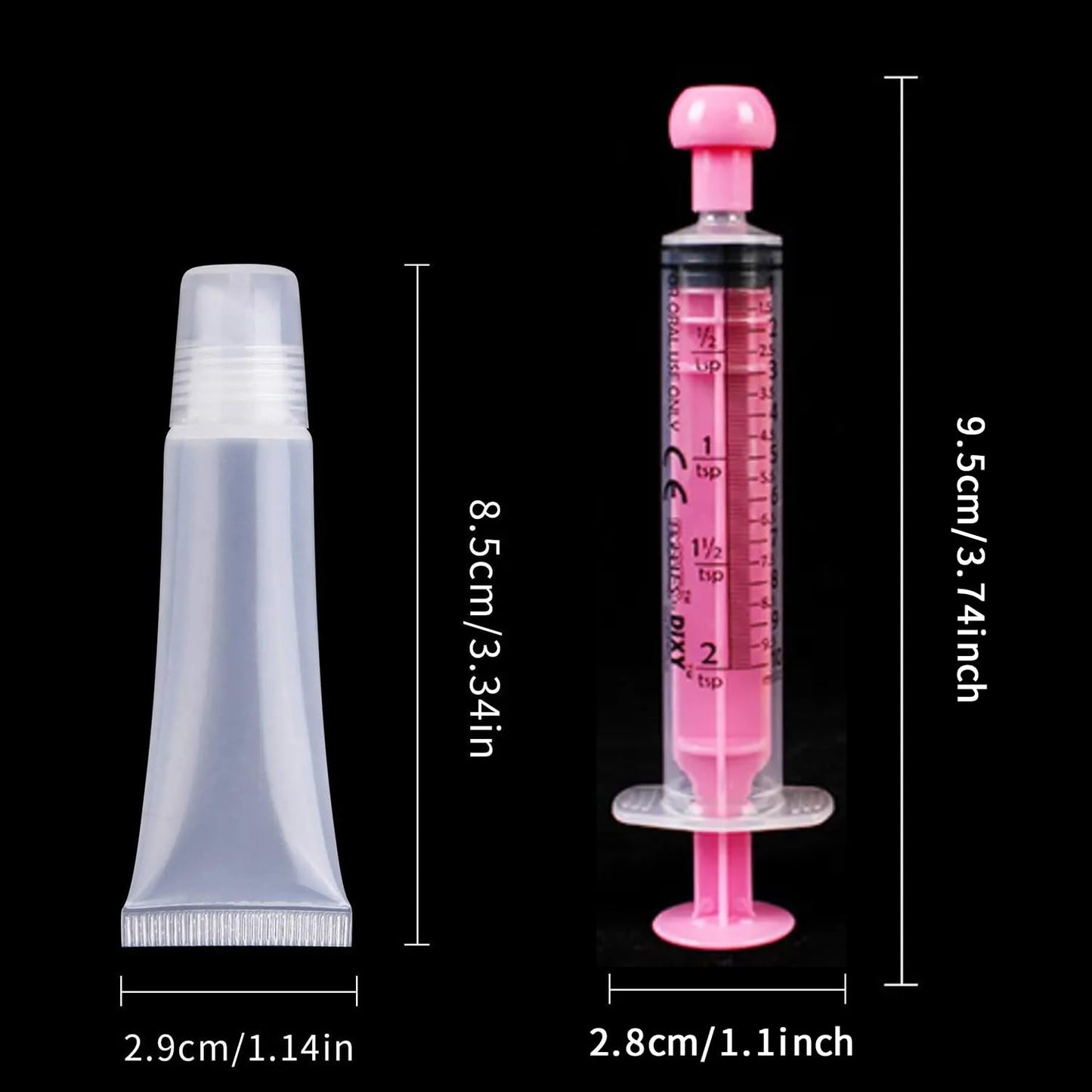 6PCS Empty Lip Gloss Tubes - 8ml Clear Lip Balm Tubes with 5ml Syringes - Refillable Squeeze Lip Balm Containers - Mini Cosmetic Soft for DIY Lip Gloss and Travel Toiletries