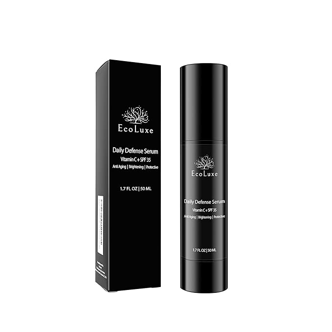 Vitamin C Serum with SPF 35 – Daily Defense Antioxidant Face Serum for Brightening, Anti-Aging & Sun Protection – Smooth, Even Tone