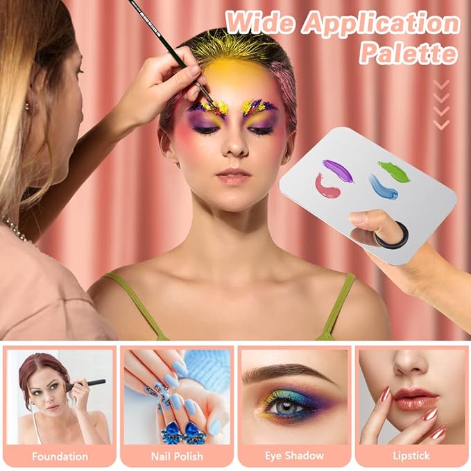 6PCS Makeup Mixing Palette, Stainless Steel Cosmetic Makeup Palette With Spatula Makeup Artist Tool, Professional Cosmetic Mixing Makeup Palette For Mixing Eye Shadow/Eyelash/Nail Art/Foundation