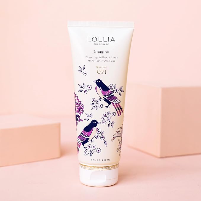 LOLLIA Imagine Shower Gel, 8 fl. oz. – Flowering Willow & Lotus – Scented Shower Gel Body Wash, Shea Butter Body Wash, Bath Wash for Women, Beautiful Shower Gel, Moisturizing Body Wash