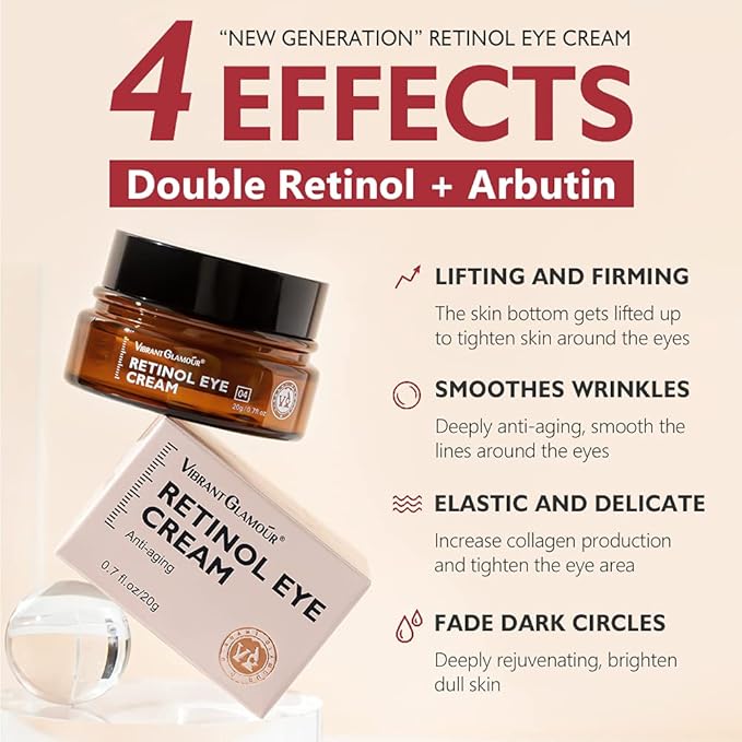 Retinol Eye Cream, Anti-Aging with Vitamin C & Ceramide for Dark Circles, Wrinkles & Fine Lines, Crow’s Feet, 0.7 fl.oz