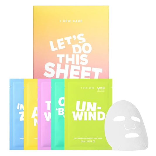 I DEW CARE Collagen Face Mask Variety Pack - 5 Days Facial Masks Skincare Korean | Hydrating Collagen Face Mask, Moisturizing Skin Care, Korean Sheet Masks for Women, Facial Skincare Pack, 5EA