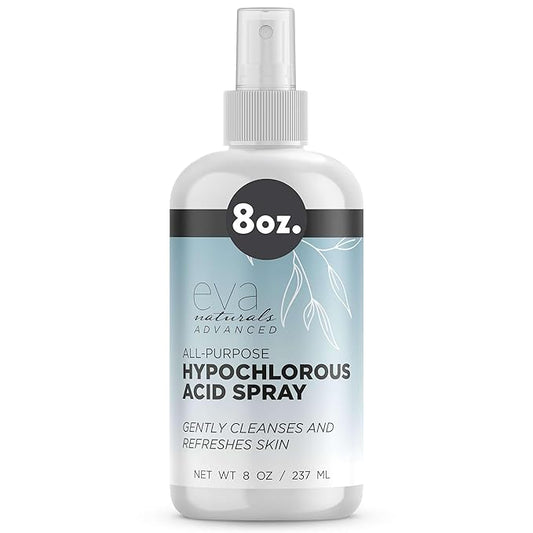 Hypochlorous Acid Spray for Face, Skin, and Body – HOCl Facial Mist Toner, Hydrating Cleanser for Acne, Eczema, Rosacea, Eyelids, Pets, Workout, Baby, Back, Redness, Sensitive Care Spray - 8 oz.