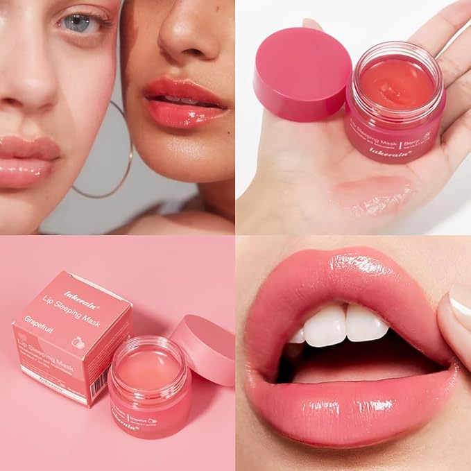 Sleeping Lip Mask, Long-Lasting Nourish & Hydrate Lip Mask, Lip Balm, Lip Oil, Lip Skin Care, Hydrating, Moisturizing Lip Lines Night Sleep Care Lip Anti-chapped Lip Cream (03# Grapefruit)