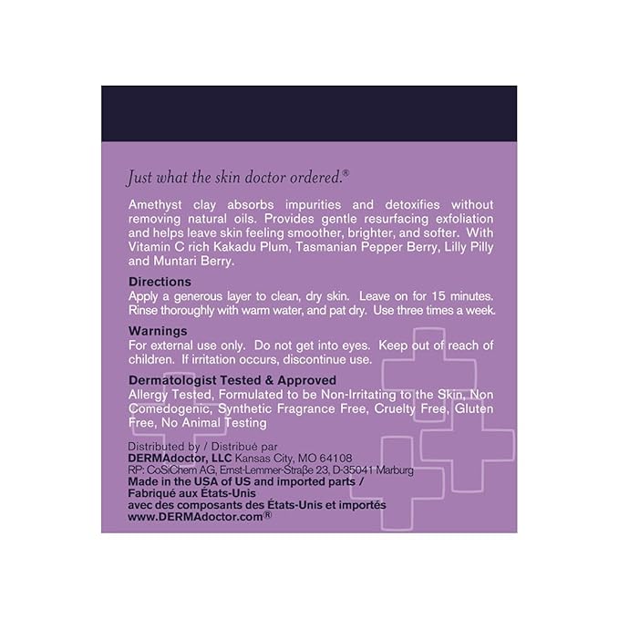 DERMAdoctor Kakadu C Amethyst Clay Detox Mask - 1.69 oz