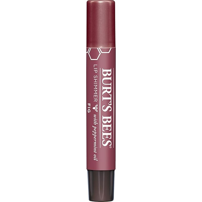 Burt's Bees Shimmer Lip Tint Set, Tinted Lip Balm Stick, Moisturizing for All Day Hydration with Natural Origin Glowy Pigmented Finish & Buildable Color, Fig (4-Pack)