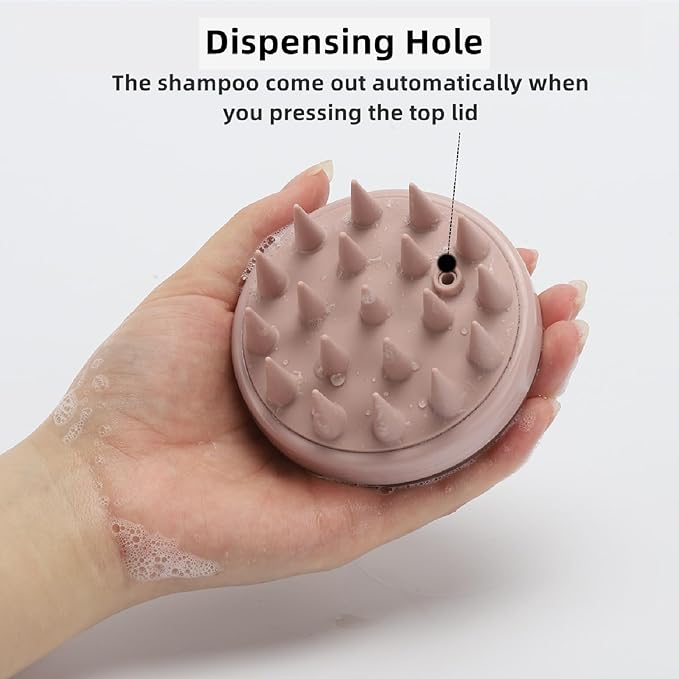BTYMS Hair Scalp Scrubber Shampoo Brush with Dispenser, Silicone Scalp Massager Exfoliating Brush for Dandruff Removal