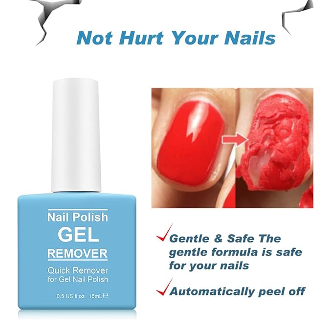 Gel Nail Polish Remover(15ml),Professional Gel Polish Remover for Nails,Quick & Easy Polish Remover In 2-5 Minutes,No Need for Foil, Soaking or Wrapping