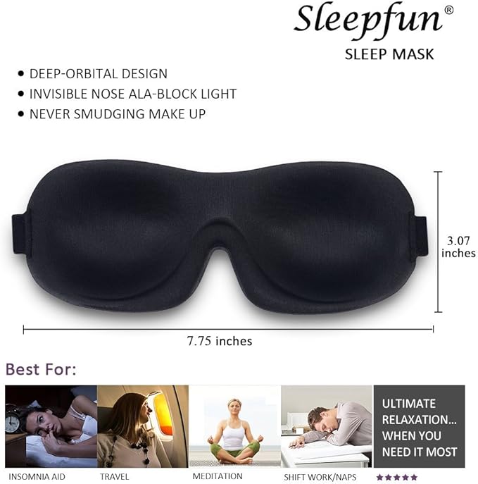 Sleep Mask Invisible Alar Deep Orbit 3D Eye Mask Ultra Lightweight & Comfortable Sleeping Mask for Travel, Nap Shift Works Black & Lavender
