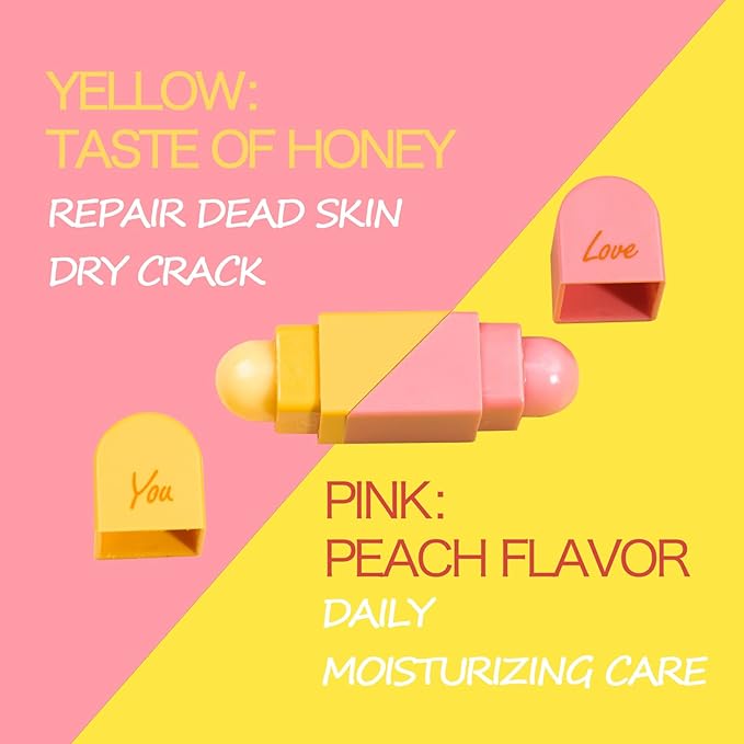 Heart Shaped Dual-use Deformable Lip Balm Stick - Honey, Peach. Repair, Keep Lips Moisturized,pink gift box，Gifts