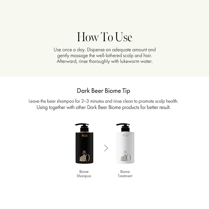 Dark Beer Biome Shampoo - Vegan Anti-Hair Loss Sclap Care with Caffeine & Green Mint Complex for Thicker Stronger Hair- Deep Cleansing, Oil Control & Cooling Effect, Sulfate-Free 500 ml / 16.9 fl oz