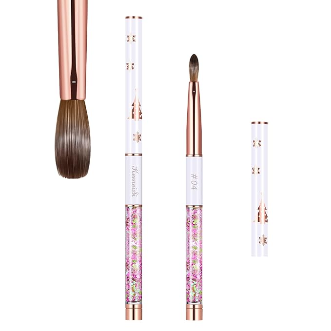 Acrylic Nail Brush Size 4,KEMEISI 100% Pure Kolinsky Nail Art Brushes Sturdy Handle Oval Shaped Acrylic Powder Nail Design Tools for Professional Manicure DIY Home Salon (White)
