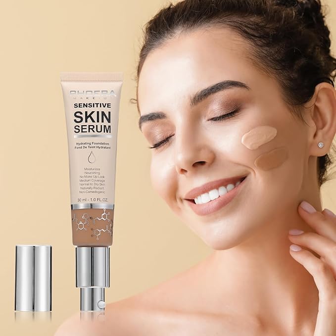 PHOERA Hydrating Serum Foundation,Makeup Base Foundation Hypoallergenic and Flawless Full Coverage. (N04 Sand)