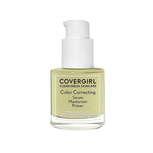 COVERGIRL Clean Fresh Color Correcting Serum + Moisturizer + Primer – Moisturizer, Face Primer, Covergirl Skincare, Vegan Formula – 100 - Fair, 30ml (1.0 fl oz)