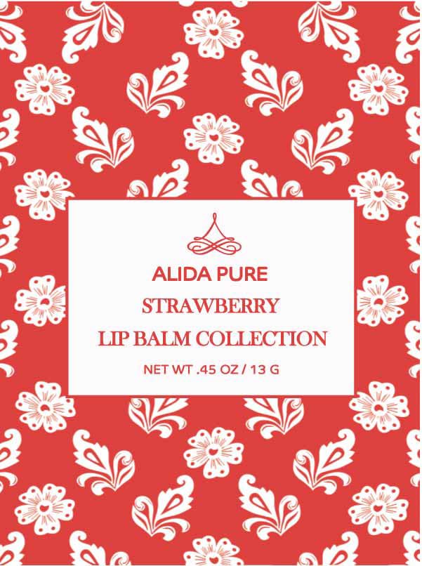Strawberry Lip Balm Collection, Vegan Lip Balm Set, Beeswax Free, with Avocado Oil, Organic Jojoba Oil, and Vitamin E, Natural Moisturizer for Dry, Chapped Lips, 3 Tube Set