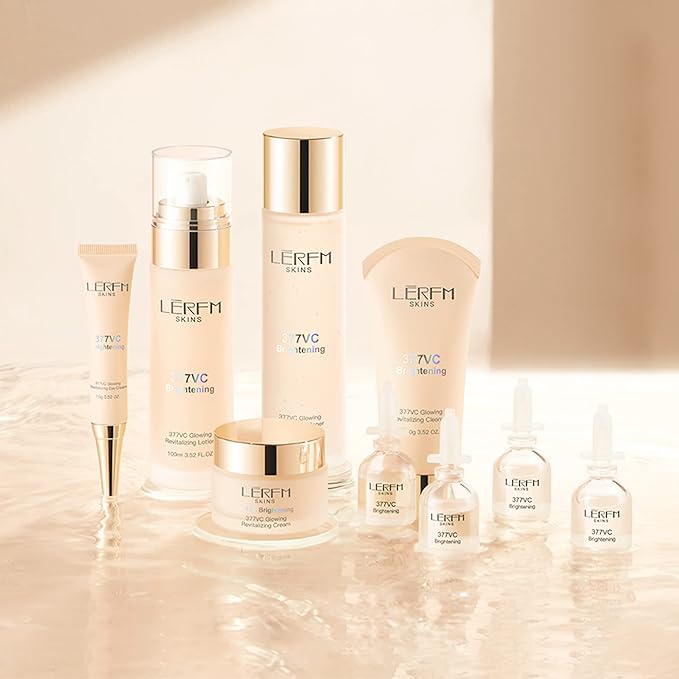 AESTHTANY LERFM Moisturizing Brightening Aloe Face Skin Care Set Hyaluronic Serum Skin Care Set | Radiant, Youthful Skin Alcohol-Free Hypoallergenic Cleanse, Recondition and Puri (377- Nine piece set)