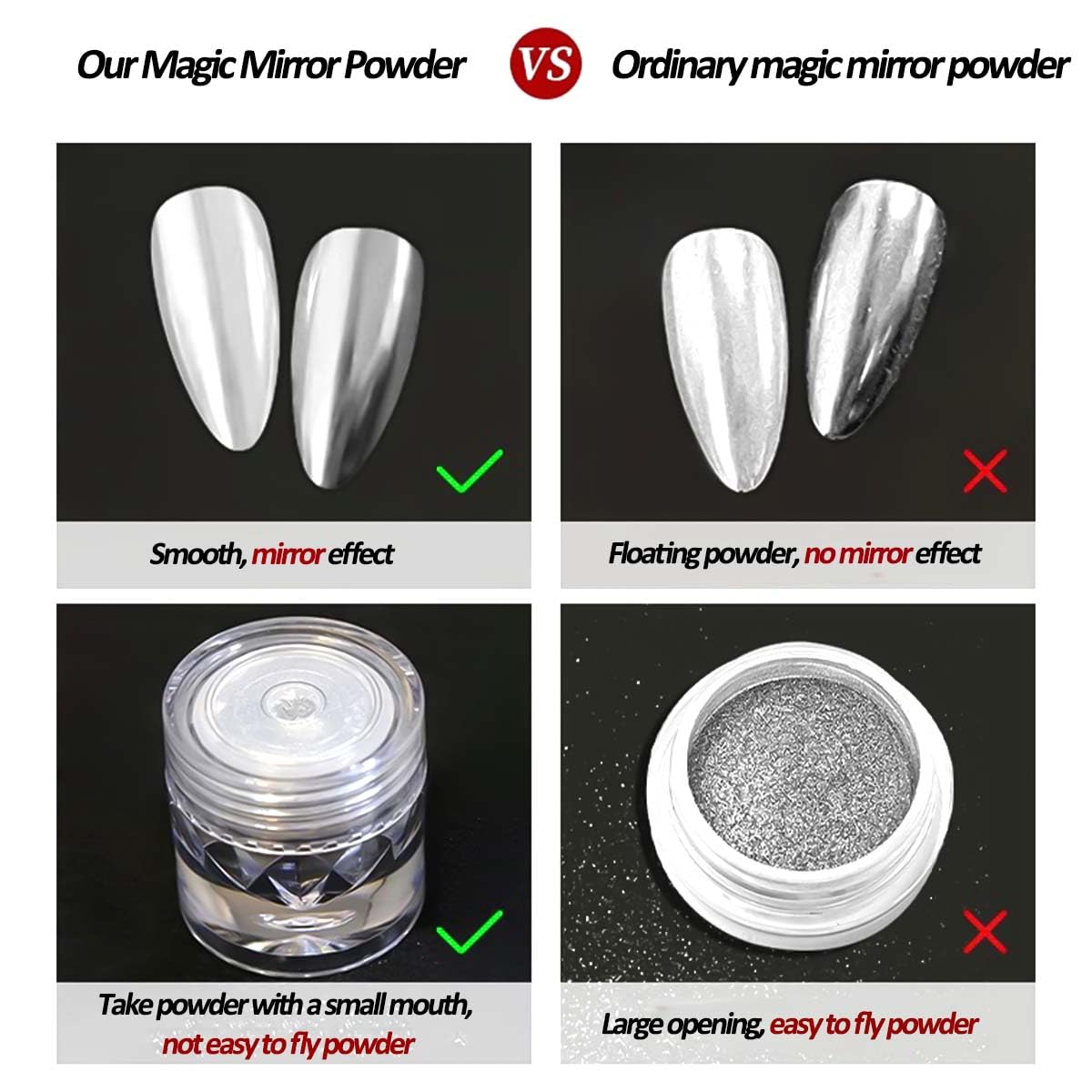 Chrome Nail Powder Metallic Gold And Silver, Magic Mirror Effect Pigment Glitter Rubbing Dust, 3D Carving Nail Molding Gel & Holographic Dip Nail Powder Kit for Nail Decor Home Manicure DIY