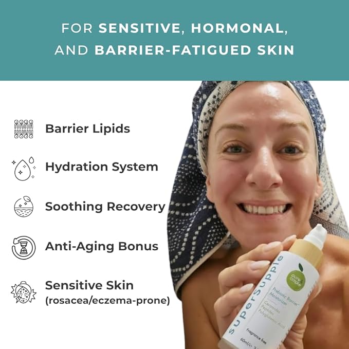 superSupple Barrier Repair Cream – Barrier Reset for Dry, Sensitive, Aging Skin – Ceramides, Peptides, Polyglutamic acid - Deep Hydration Face Cream – Prebiotic Face Moisturizer – Fragrance-Free, 60ml