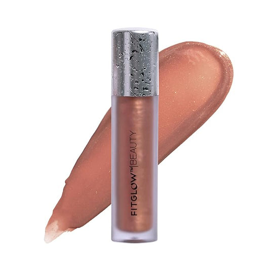 FITGLOW Beauty Lip Colour Serum | Hydrating Lip Gloss | Plumping Anti-Aging Lip Treatment | Natural Shine with Pomegranate Sterols & Collagen | Buildable Color for Dry Chapped Lips | Gleam - 10g