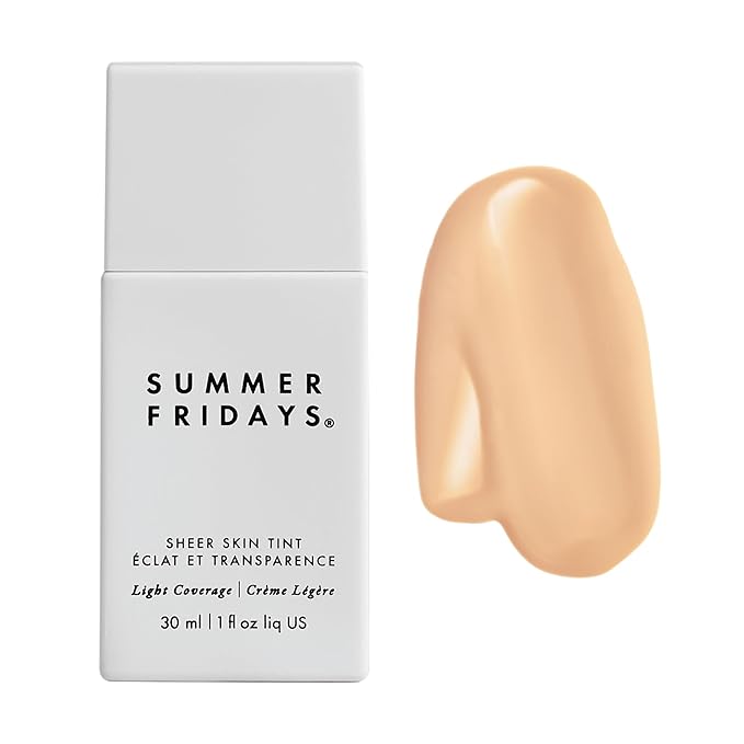 Summer Fridays Sheer Skin Tint - Skin Tint with Hyaluronic Acid - Helps Diminish Uneven Skin Tone - Sheer to Light Coverage - Shade 1 - Fair with Neutral Peach Undertones (1 Fl Oz)