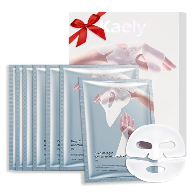 Kaely 7 Pack Deep Collagen Face Mask Skincare, Korean Anti Aging Facial Mask Skin Care, Hydrating Overnight Sheet Masks for All Skin Types, Soothe, Pore Minimizing