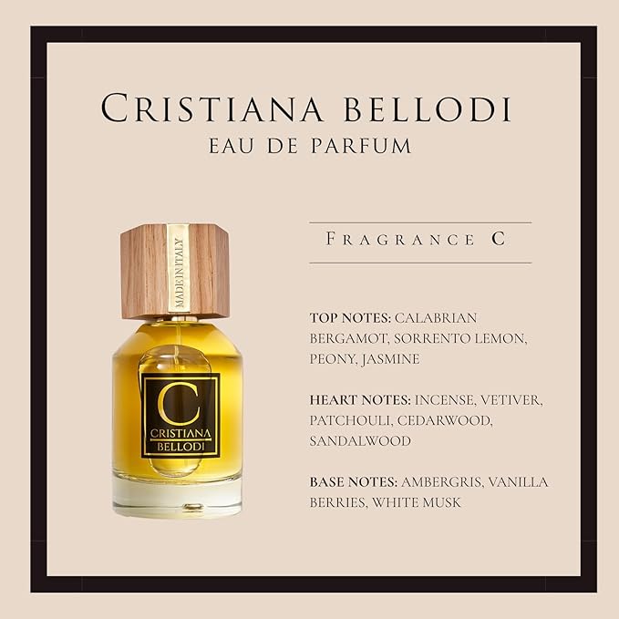C for Unisex - Perfume for Women & Men - Long Lasting Cologne from Italy - Citrus Aromatic Fragrance with Bergamot, Incense, Sandalwood, Musk Notes - Eau de Parfum - 3.4 oz EDP Spray