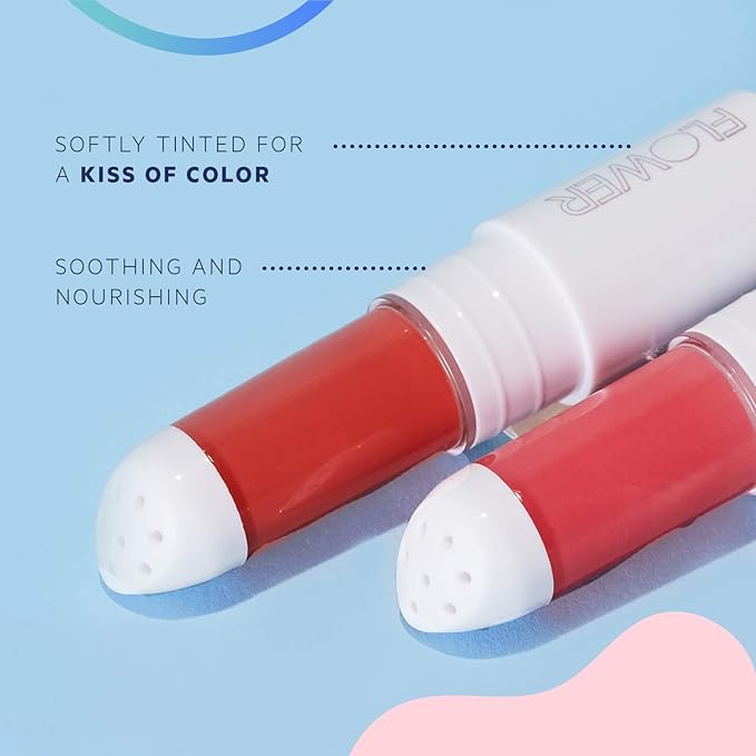 FLOWER BEAUTY By Drew Barrymore Petal Pout Lip Mask - Hydrating + Moisturizes Lips - Mango + Cocoa Butter - Lip Tint - Natural Color + Semi-Glossy Finish (Pucker)