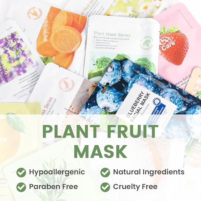 Kaely 40 Pack Bulk Face Masks for Kids, Kids Face Mask Spa Day Kit Supplies, Spa Party Favors for Teens Girls Women, Sheet Facial Mask Skincare Gifts Set, Hydrating Nourish for All Skin Types, 01