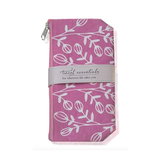 Cosmetic Bag Travel Essentials Canvas Makeup Pouch Toiletry Bags, 4.75" x 8.5", Jasmine Plum