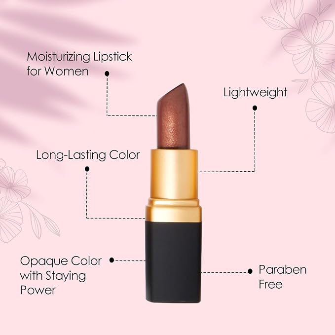 Vera Moore Creme Lipstick, Long Lasting, Lightweight, Moisturizing Opaque Color with Staying Power, Fragrance, and Paraben Free Cosmetics Soft Lipstick (Glamorous)