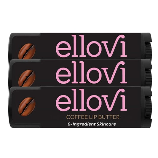 Natural Lip Butter Lip Balm - Coffee - Pure Enough to Eat - Made With Just 6 Vegan Ingredients - 100% Natural & Organic Moisturizing Lip Care for All Day Hydration (3-Pack)