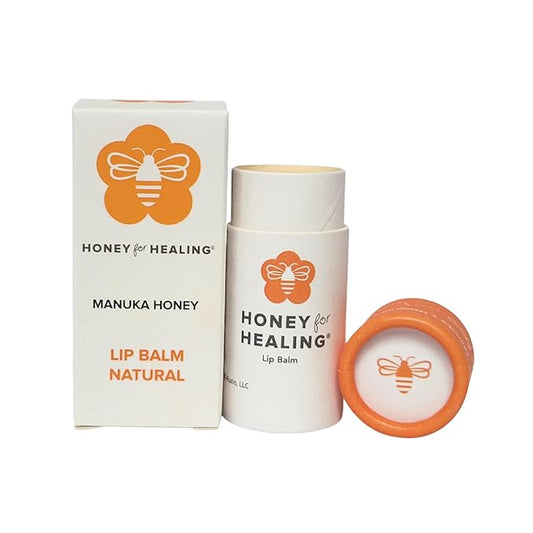 Lip Balm Moisturizer with Manuka Honey 15+ UMF, Coconut Oil, and Castor Oil For Chapped, Cracked, Dry Lips | Protects, Smoothes, and Nourishes your Lips | 0.25 oz / 7 gr. (Natural)