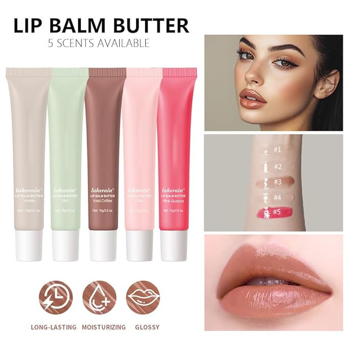 Summer Lip Butter Balm Lip Gloss, Ultra-Hydrating Natural Vegan Lip Balm, Sheer-Tinted Shine & Hydration, Soothes & Softens Dry Lips Skincare, Bálsamo labial hidratante #1 Vanilla 0.5 Fl Oz