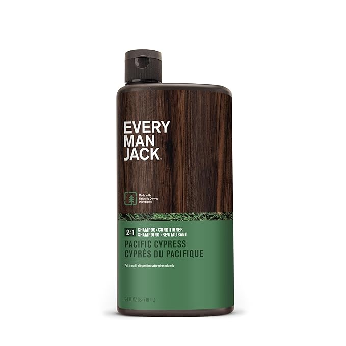 Every Man Jack 2-in-1 Daily Shampoo + Conditioner - Pacific Cypress | Nourishing For All Hair Types, Naturally Derived, Cruelty-Free Shampoo and Conditioner Set for Men | 24oz -1 Bottle