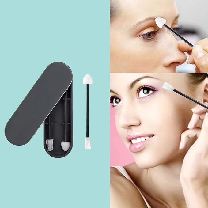 Rnker Reusable Medical Silicone Rough Friction Q-Tip for Ears Cleaning, Smooth Q-Tip for Makeup and Touch-ups for Women (2 in 1 pack, Deep Blue) Design Upgrade