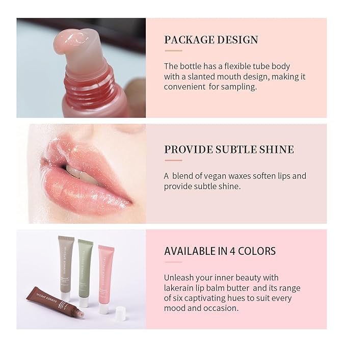 Lip Balm, Lip Butter Balm for Hydration Shine, Mini Neutrals Lip Butter Balm Set Lip Care Prouct, Moisturizing Tinted Lip Balm Gloss Hydrating Lip Oil for Women (3PCS)