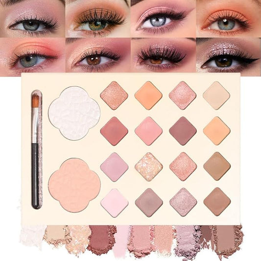 18 Girds Colorful Matte Shimmer Eyeshadow Palette for Eye Makeup,High Pigmented Eye Shadow Primers Powder Palet de sombras de ojos
